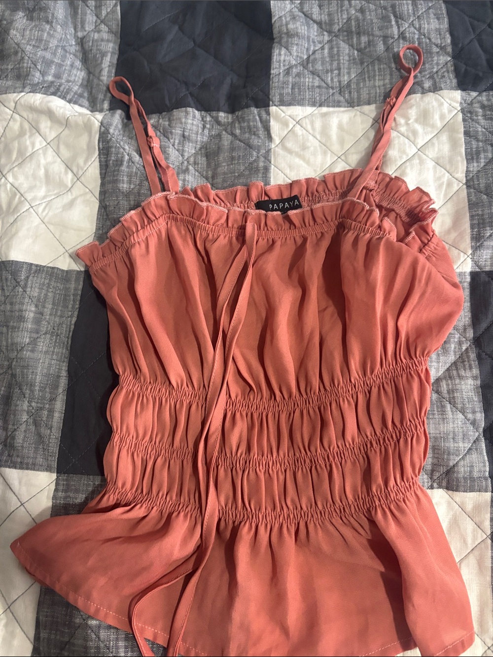 Papaya Women's Coral Rust Smocked Cami Top
